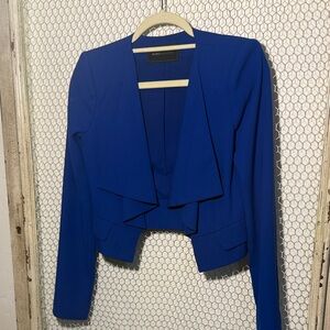 BCBGMaxAzria cobalt blue crop Women's Blazer drape Glen